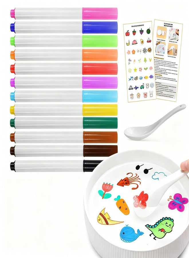 QETRABONE Magical Water Painting Pen-12 Colors Double Ended, Magical Water Floating Pen, Doodle Water Floating Marker Pens, Magic Water Painting Pen for Teens, Valentines Day Gifts for Teens Classroom Exchange - Image 1